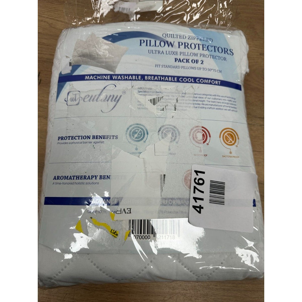 Eutony Quilted Zipped Pillow Protectors 2 Pack - Ultra Luxe, Soft & Breathable