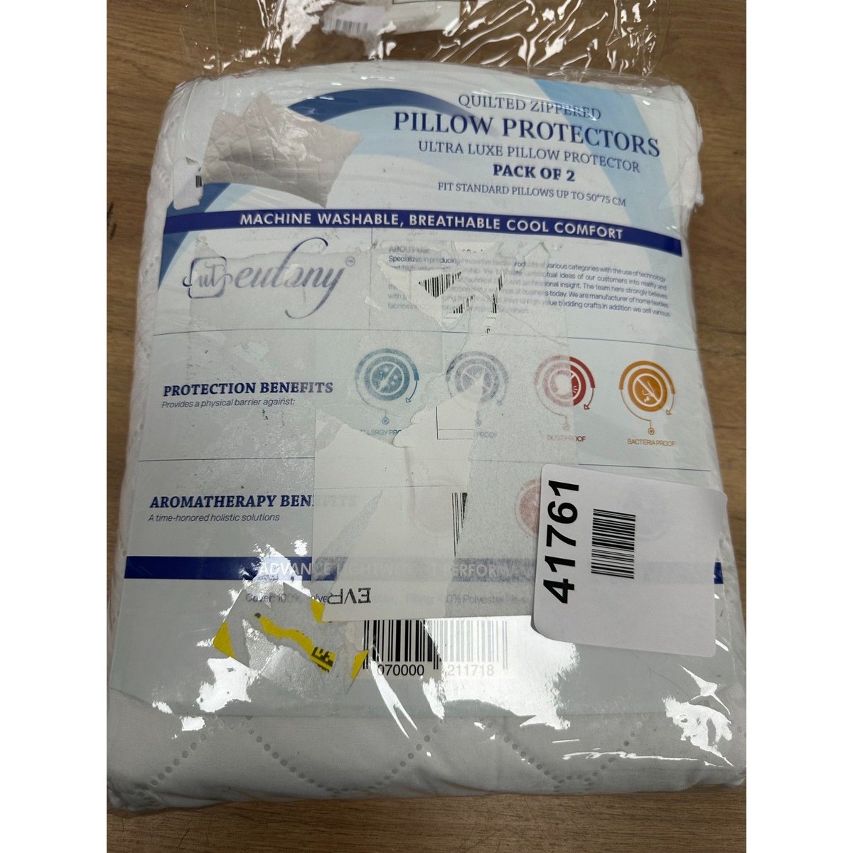 Eutony Quilted Zipped Pillow Protectors 2 Pack - Ultra Luxe, Soft & Breathable