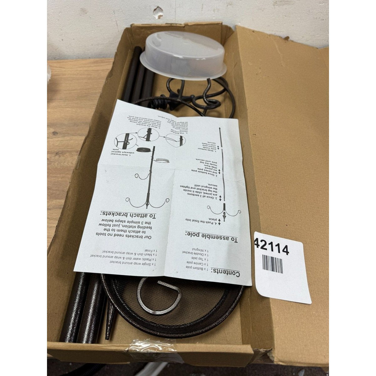 Bird feeder stand black for all birds, with 3 hooks and 1 bowl