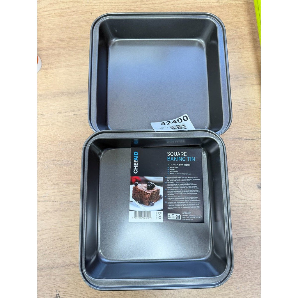 2x Chef Aid Non-Stick Bakeware Baking Oven Square Brownie Pan Dish Tin Tray