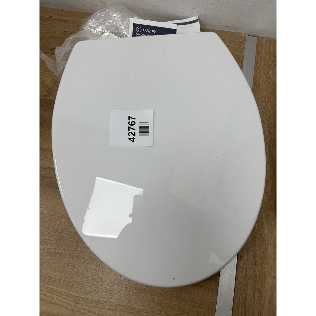 CUQOO Oval Toilet Seat Soft Close with Quick Release Hinges - Adjustable White
