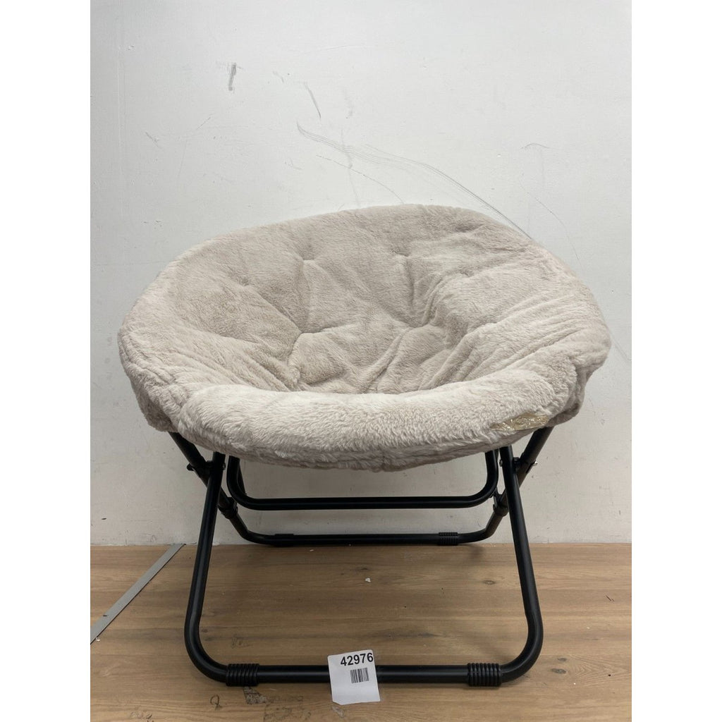 Urban Shop Faux Fur Saucer Chair, Grey/Black