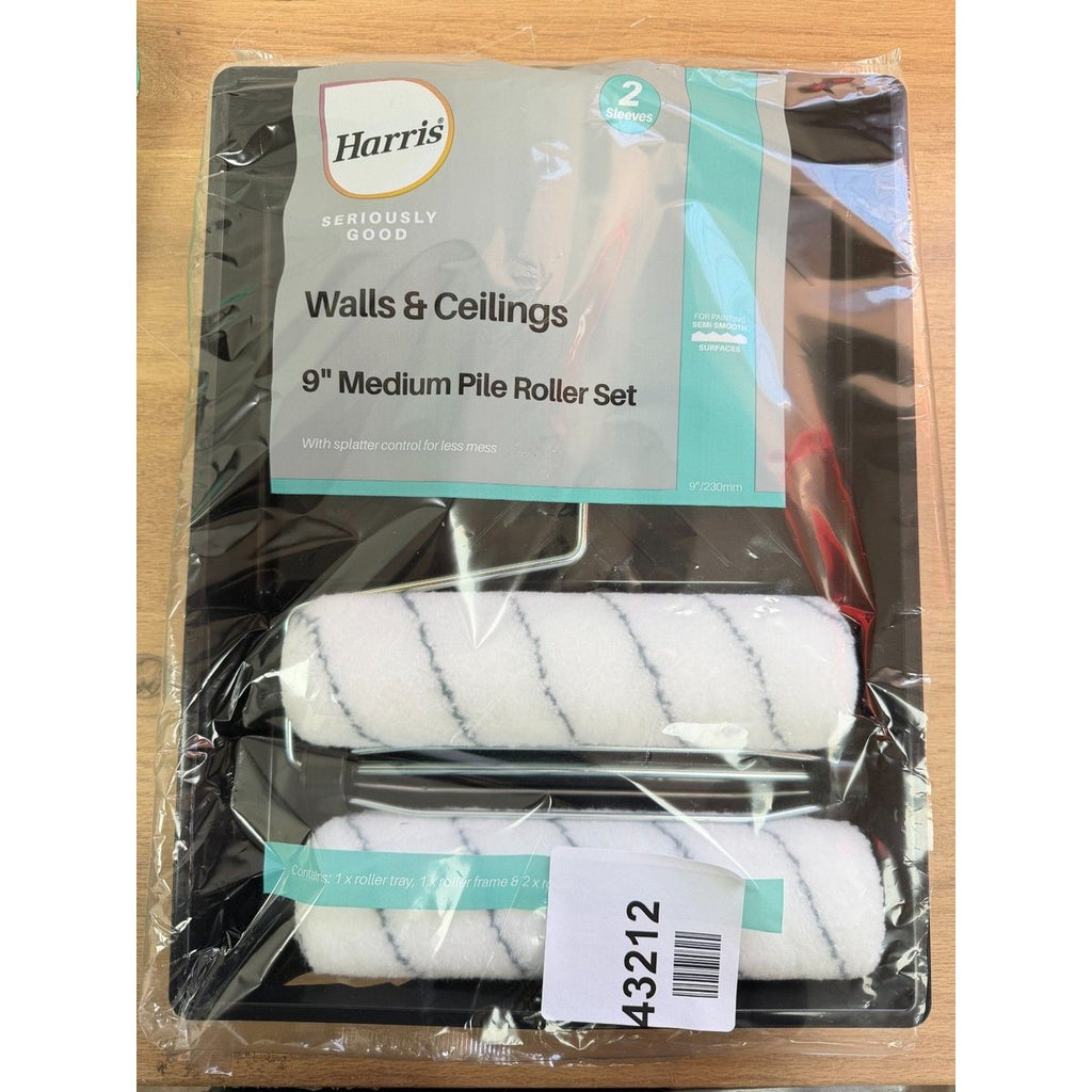 Harris Walls & Ceilings 9" Medium Pile Sleeve Paint Roller Set with Tray & Frame