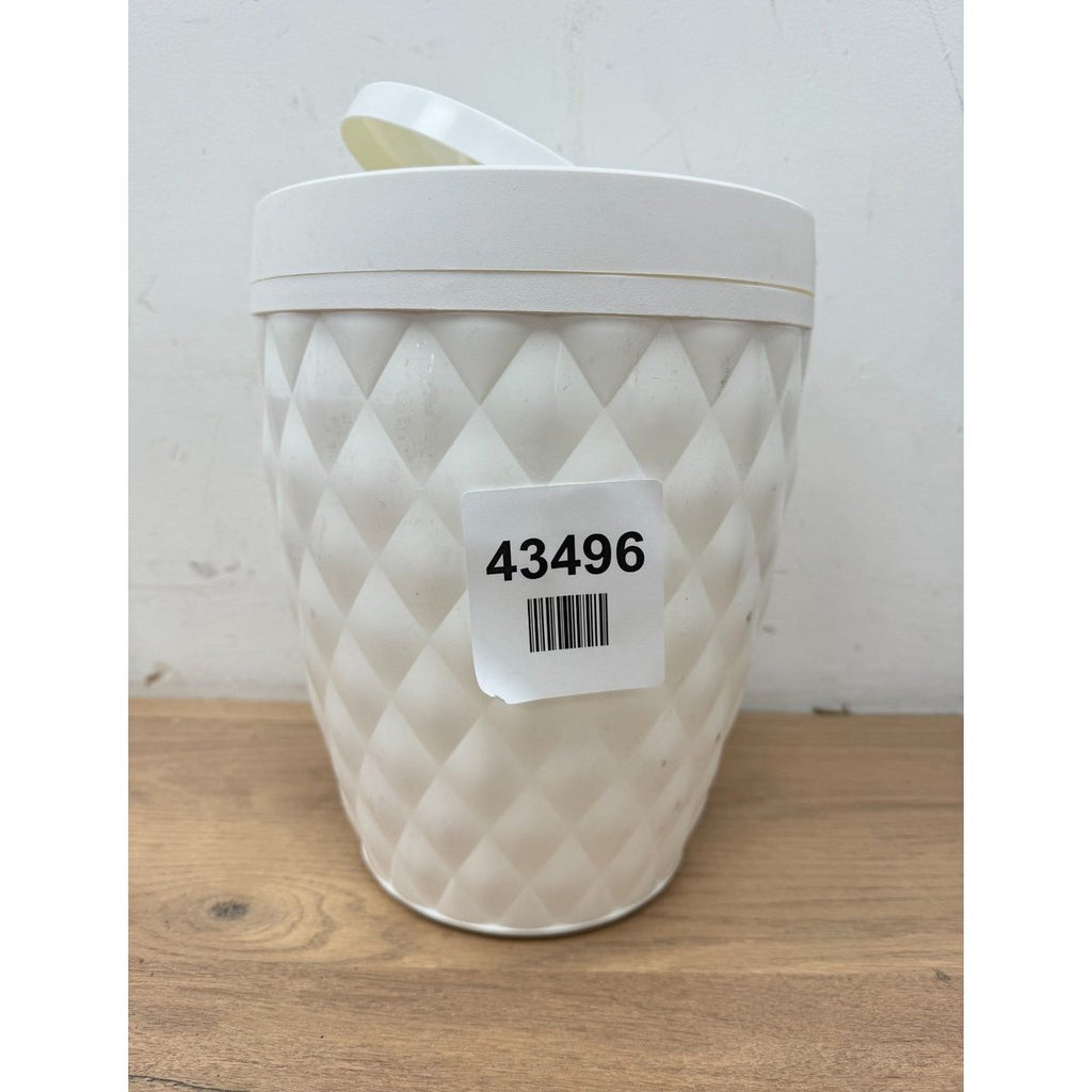 Addis Diamond Style Round Swing Lid Bathroom Bin, White