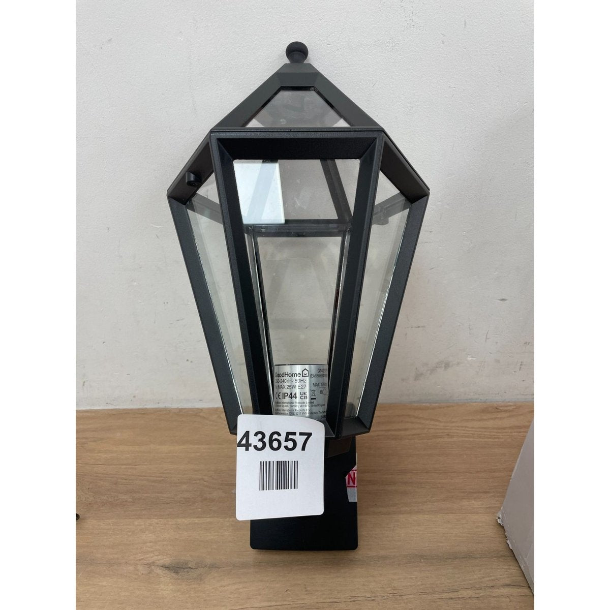 GoodHome Radley Fixed Matt Black Mains-powered Outdoor Up Wall light