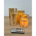 HIYAA LED Flameless Candles, Gold Glass Battery Operated Candles Flickering with