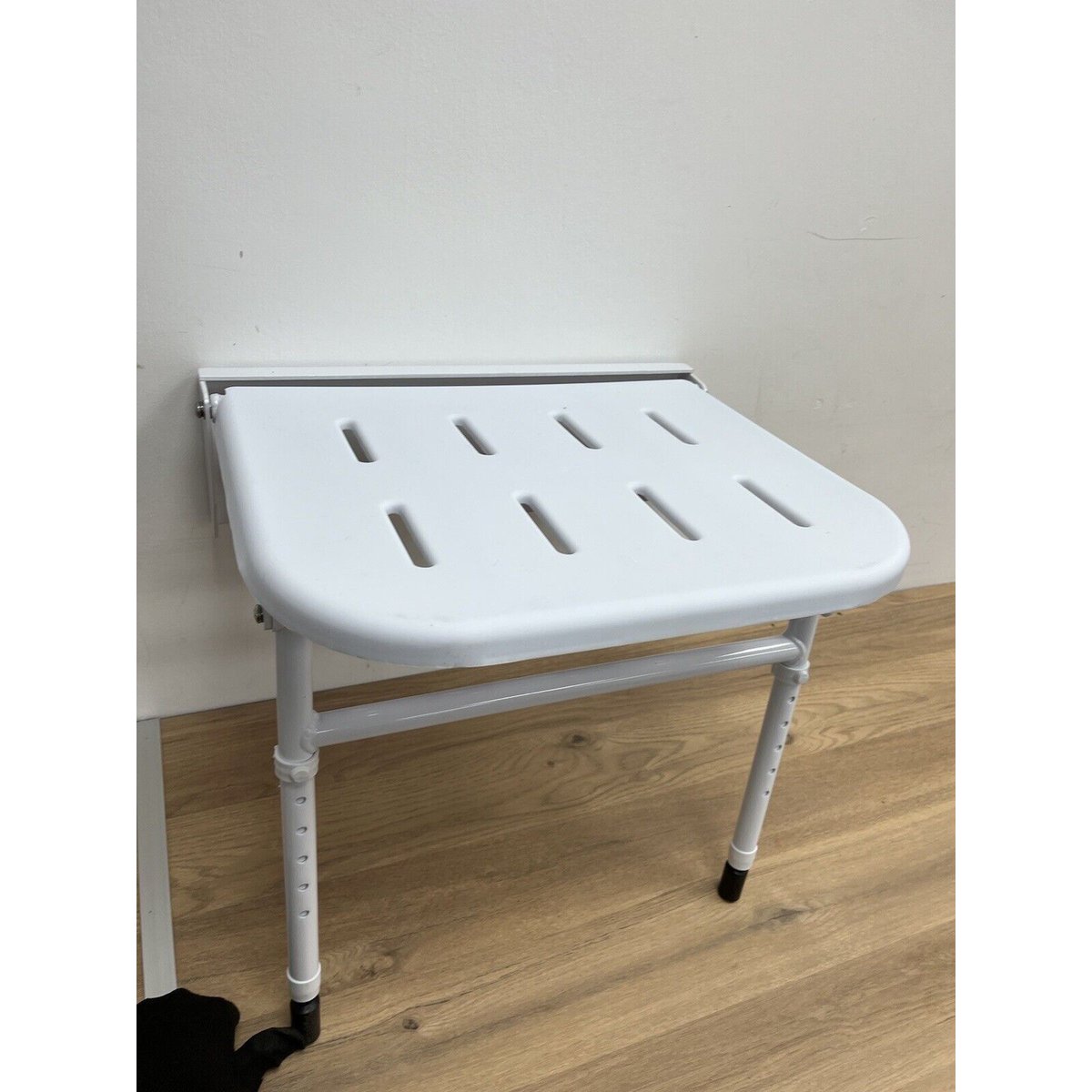 NRS Healthcare Wall Mounted Folding Shower Seat with legs M48787 - BNIB