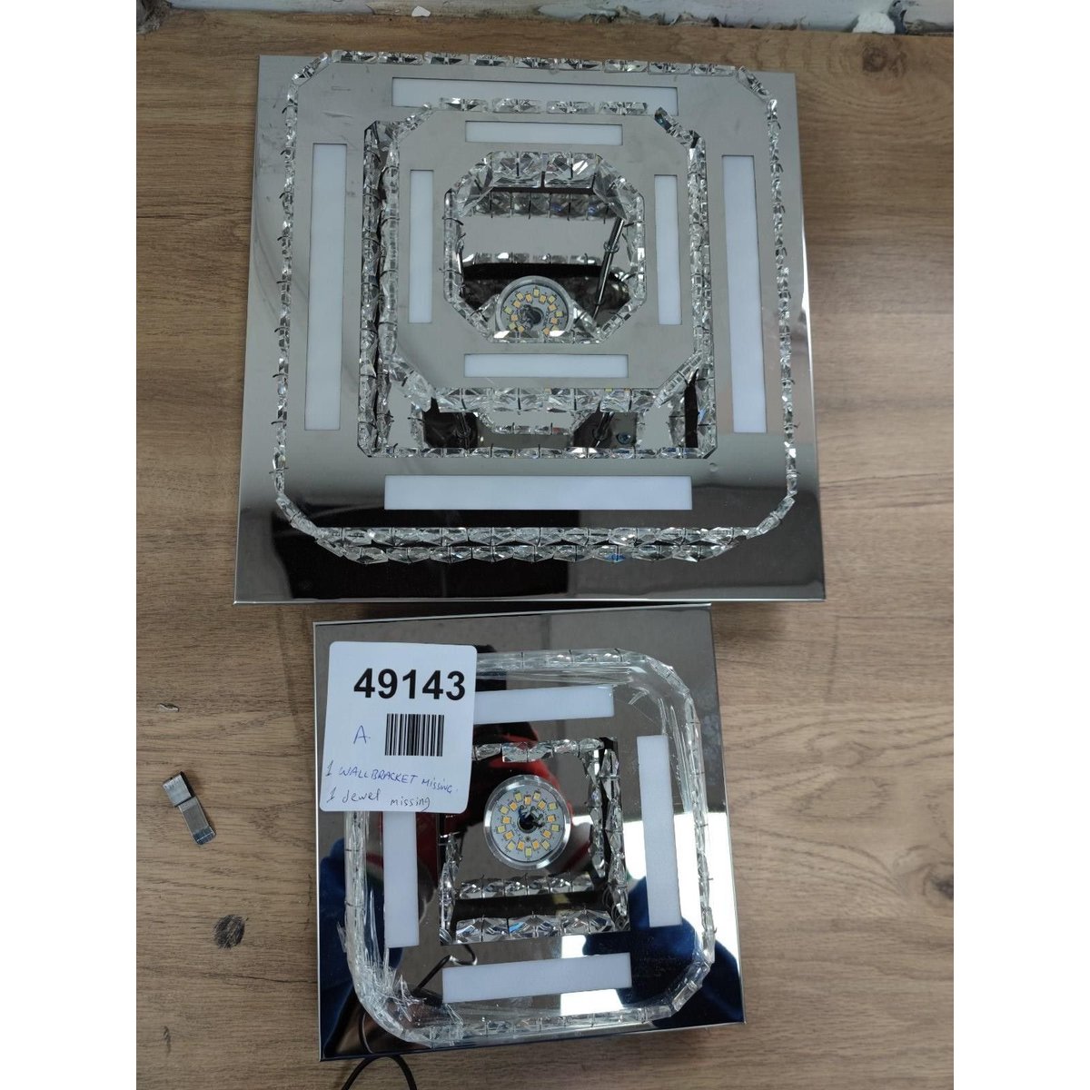 2 Pc Mini Chandalier Chrystal Ceiling Light Fixture LED - Read Description