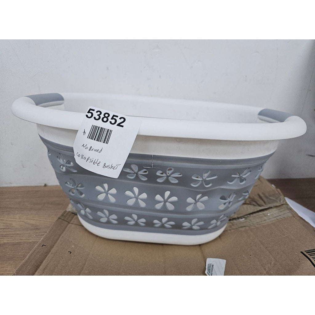 Collapsible Laundry Basket - Grey/White