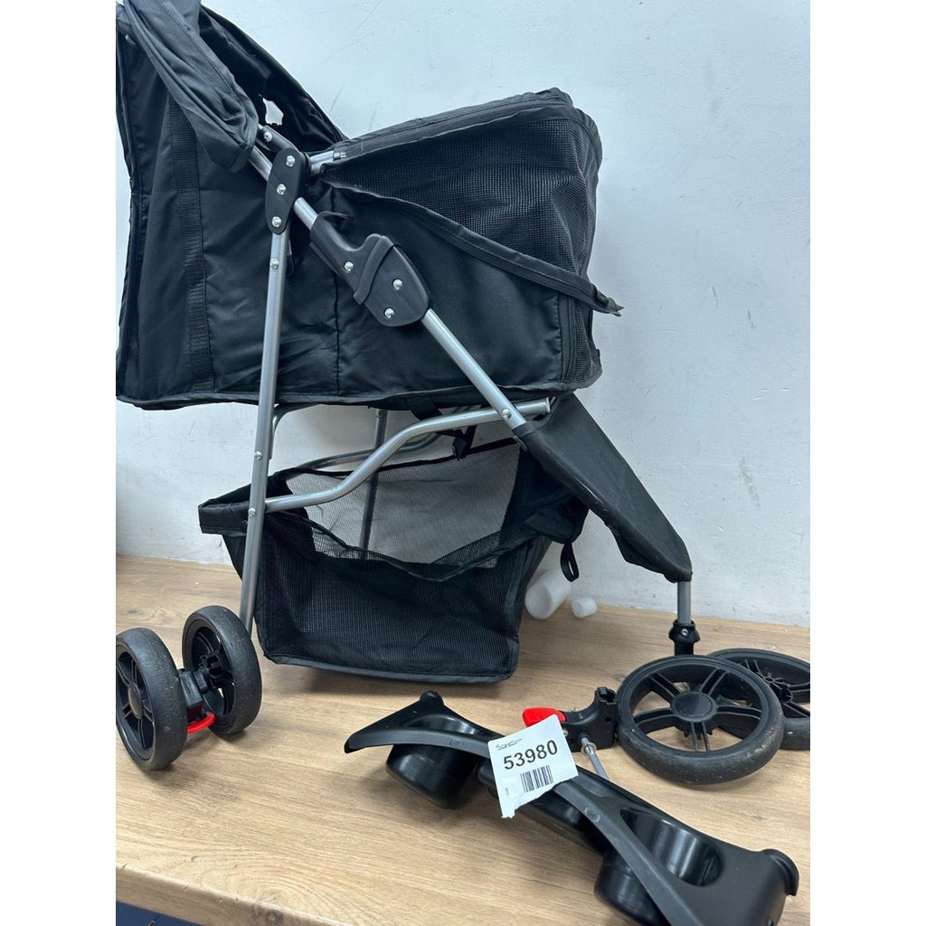 Foldable Pet Stroller Dog Carrier with Rain Cover - Grey