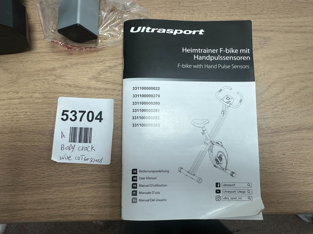 Ultrasport  F-bike with hand pulse sensors 331100000022  Fitness Bike - grey
