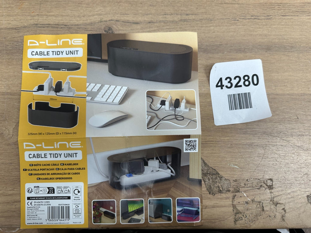 D-Line Cable Tidy Box, Hide Extension Blocks, Desk Cable Management