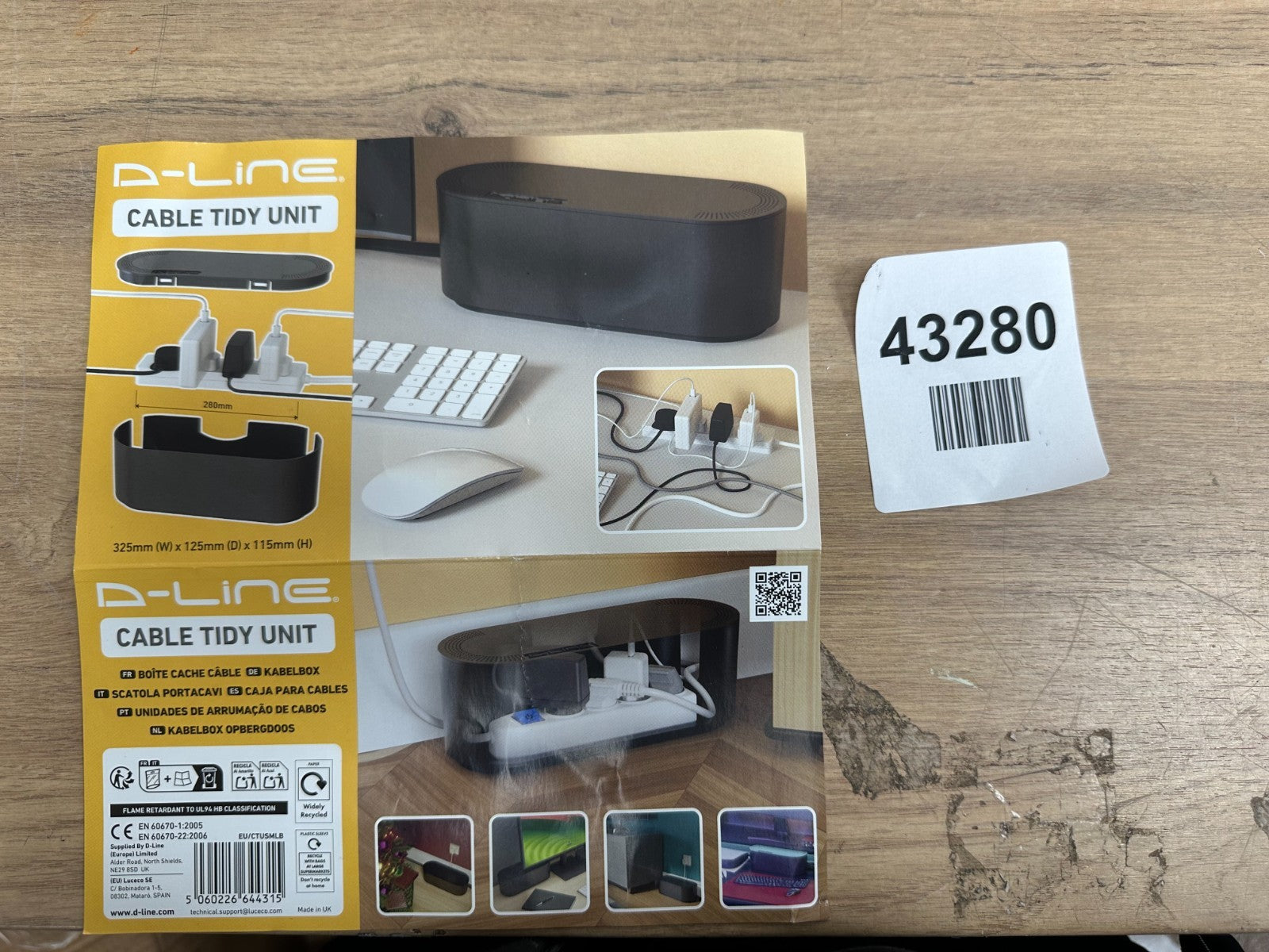 D-Line Cable Tidy Box, Hide Extension Blocks, Desk Cable Management