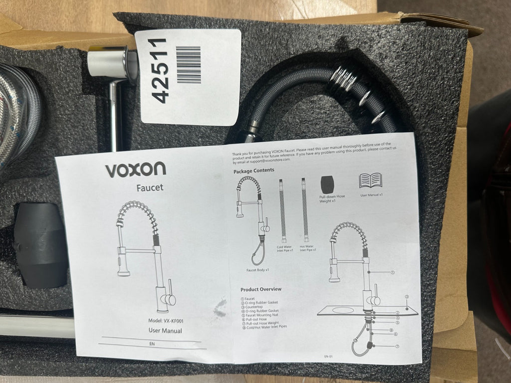VOXON Kitchen Tap, Spring Kitchen Sink Mixer Taps, Commercial Faucet Single Hand
