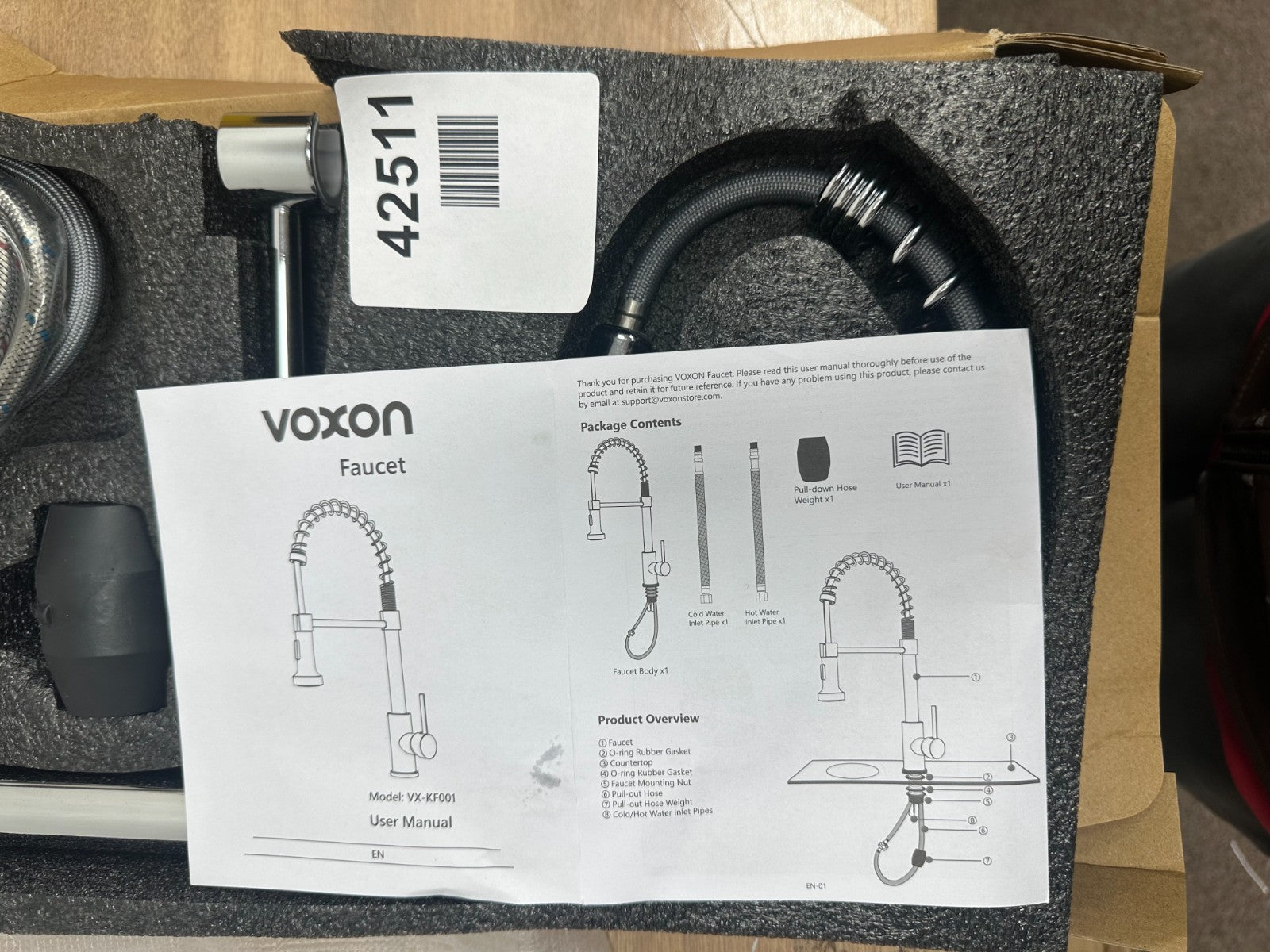 VOXON Kitchen Tap, Spring Kitchen Sink Mixer Taps, Commercial Faucet Single Hand