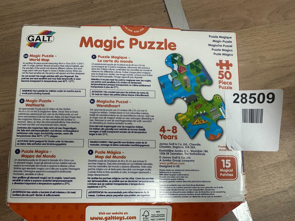 Galt Magic Puzzle - World Map, 50 Piece, Ages 4 to 8 Years Plus