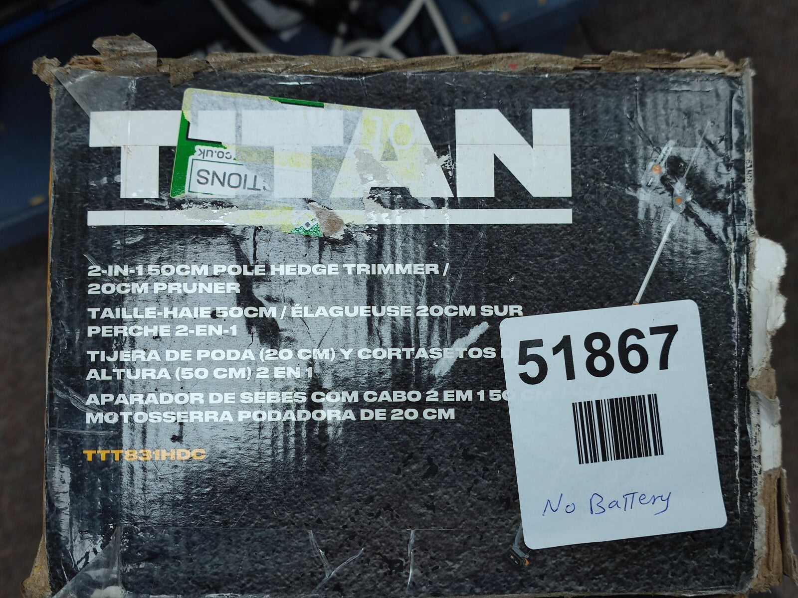 Titan Hedge Trimmer Pole Saw 2 in 1 Cordless  TTT831HDC Pruner- Read Description