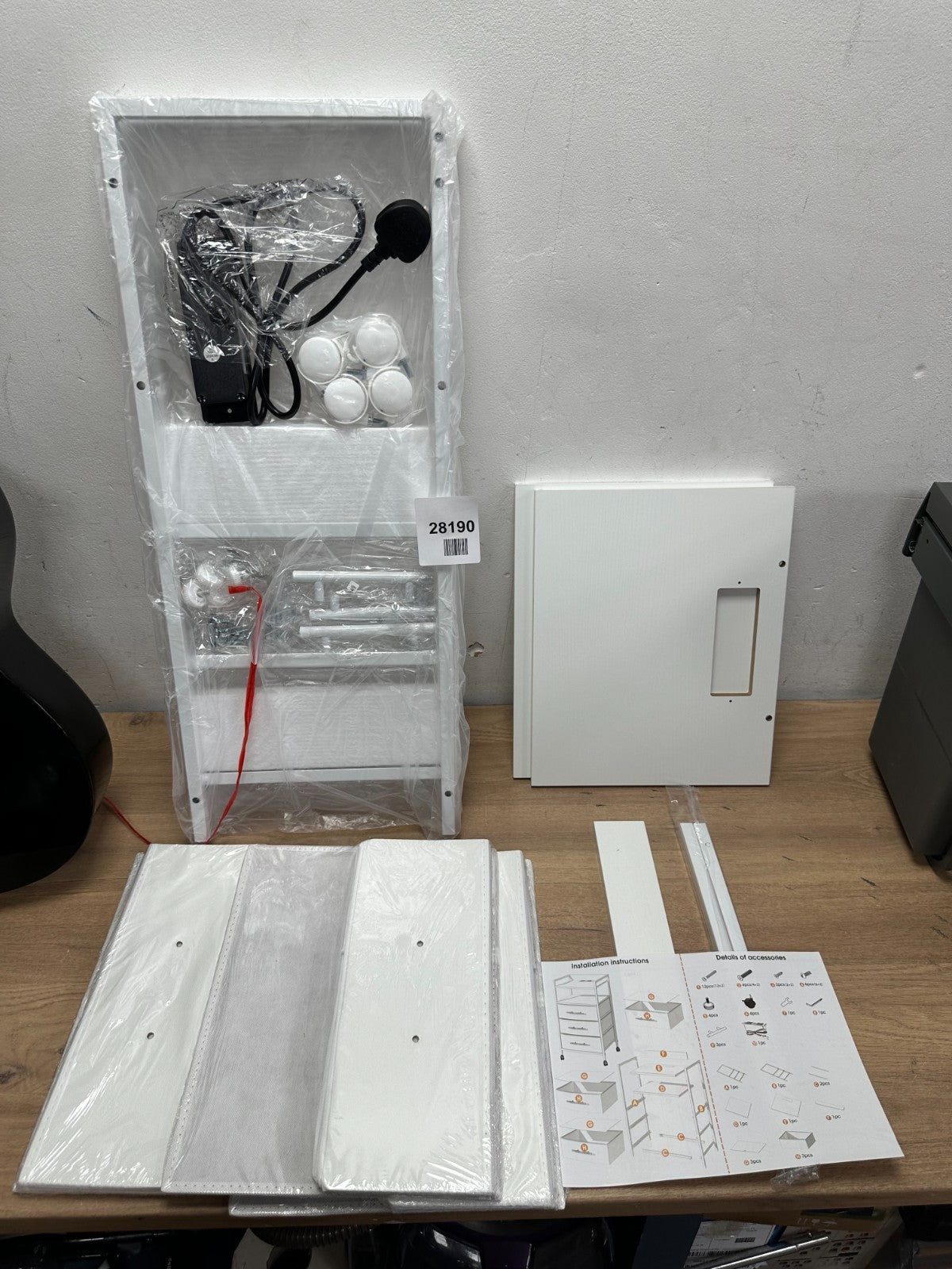 Bedside Table with Charging Station, Nightstand with 2 Outlets and 2 USB Ports,