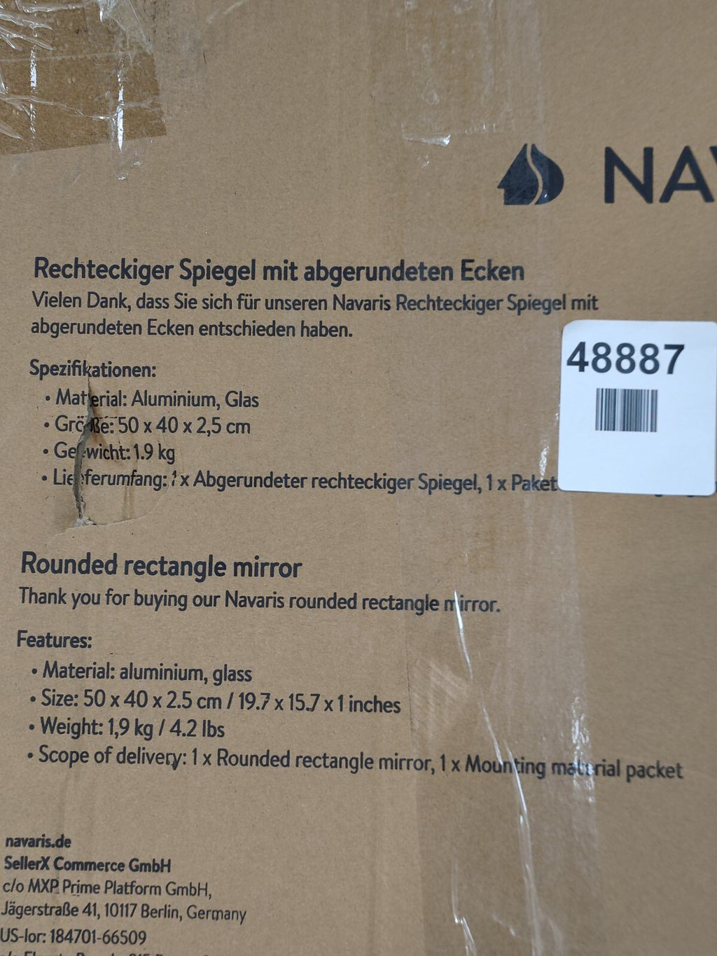 Navaris Rectangular Wall Mirror