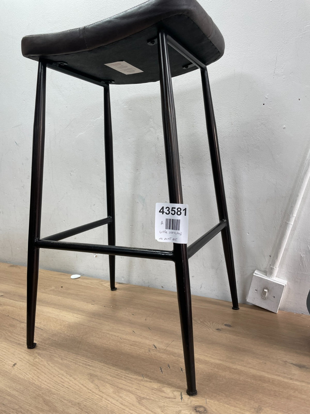 NKUKU Samaira Leather & Iron Counter Stool