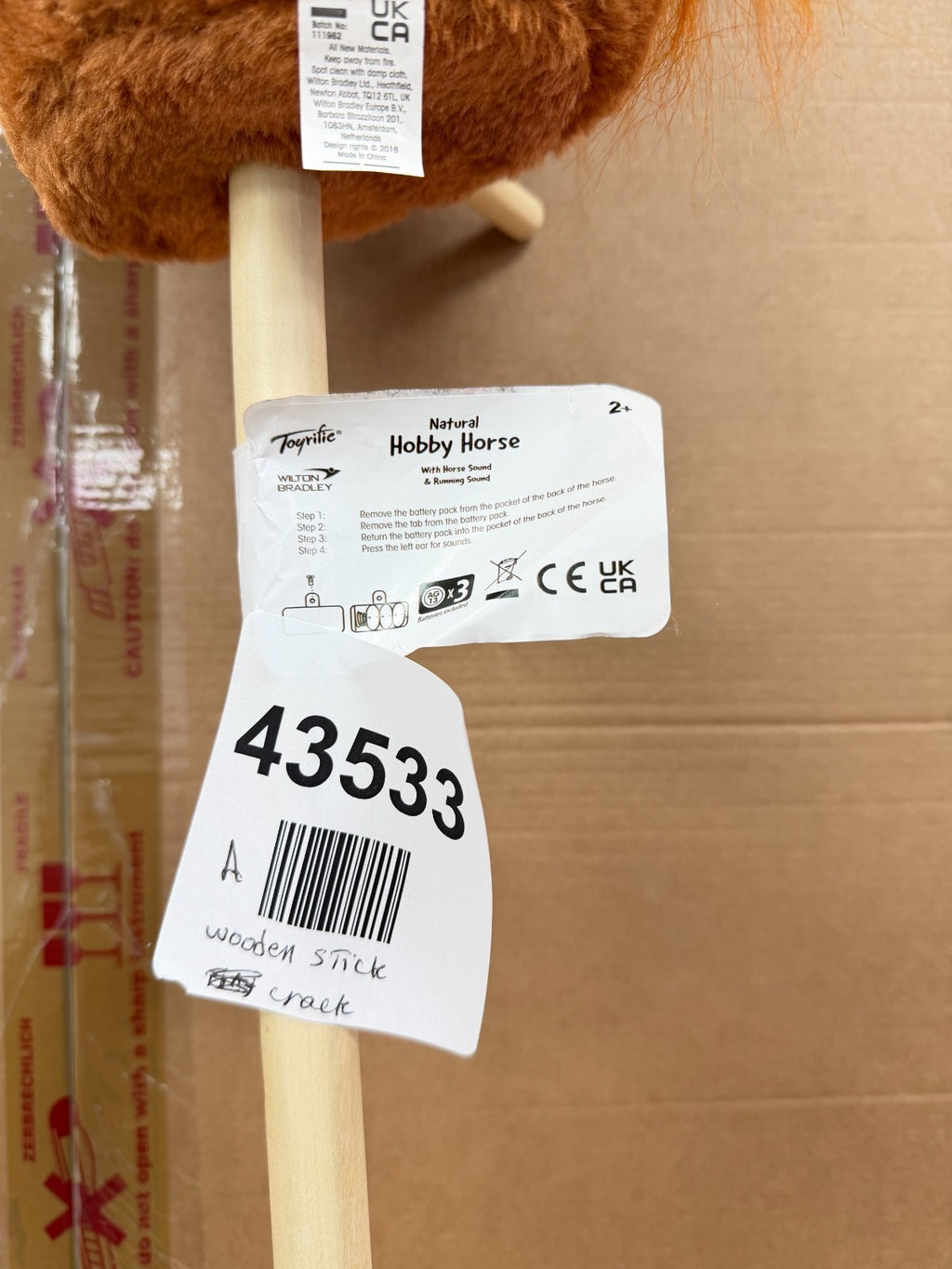 Toyrific Hobby Horse Toy with Sounds- Wooden stick cracked