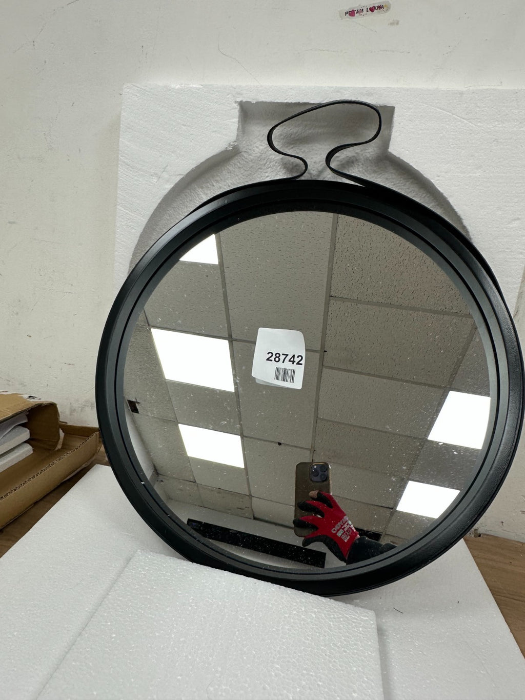 Aspect Leather Strap Wooden Wall Mirror/Round Hanging Mirror