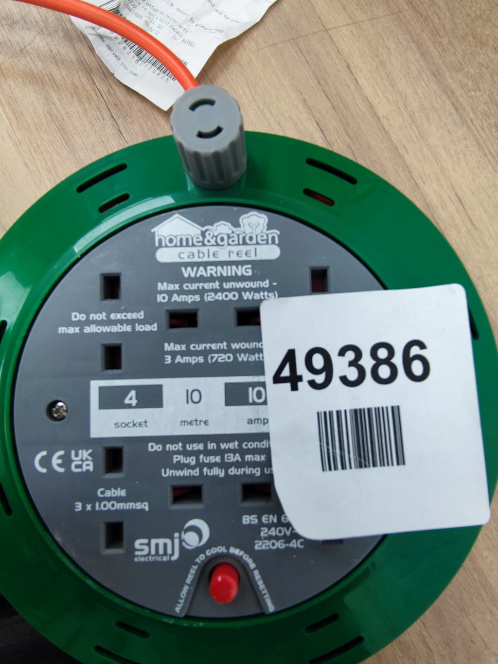 SMJ Home and Garden Cable Reel 4 Socket