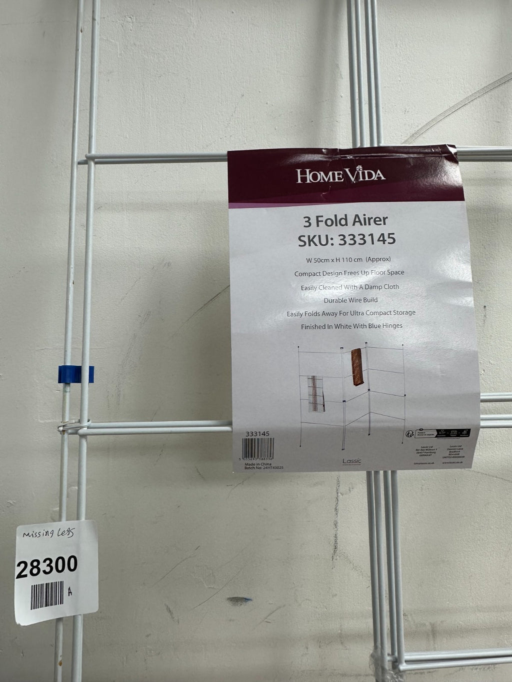 home vida 3 fold airer 50cm x 110 cm