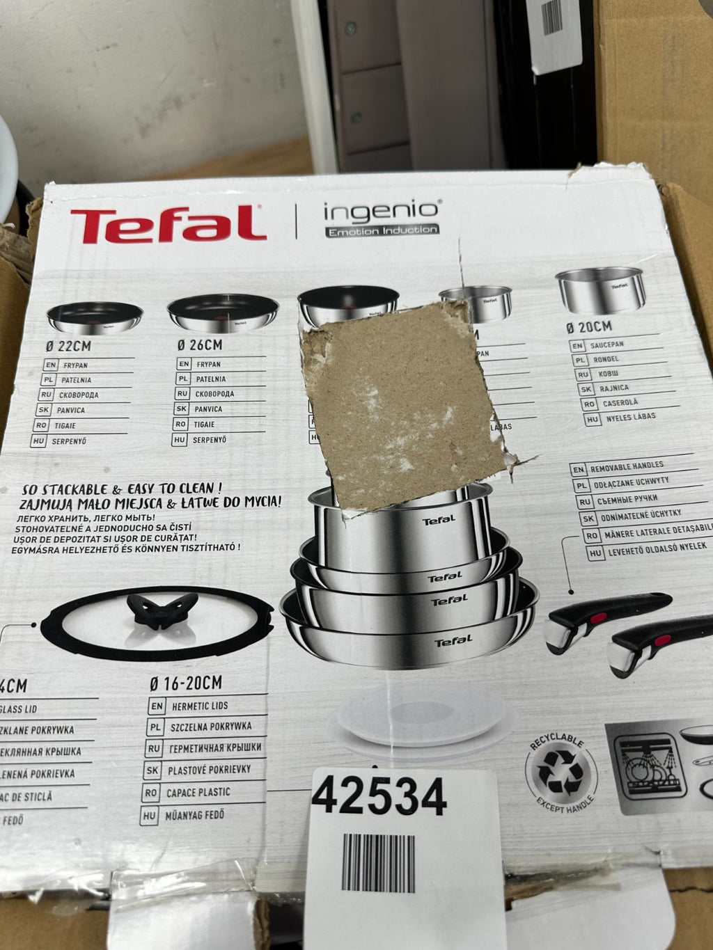 Tefal Ingenio Emotion Stainless Steel Pan Set - Silver