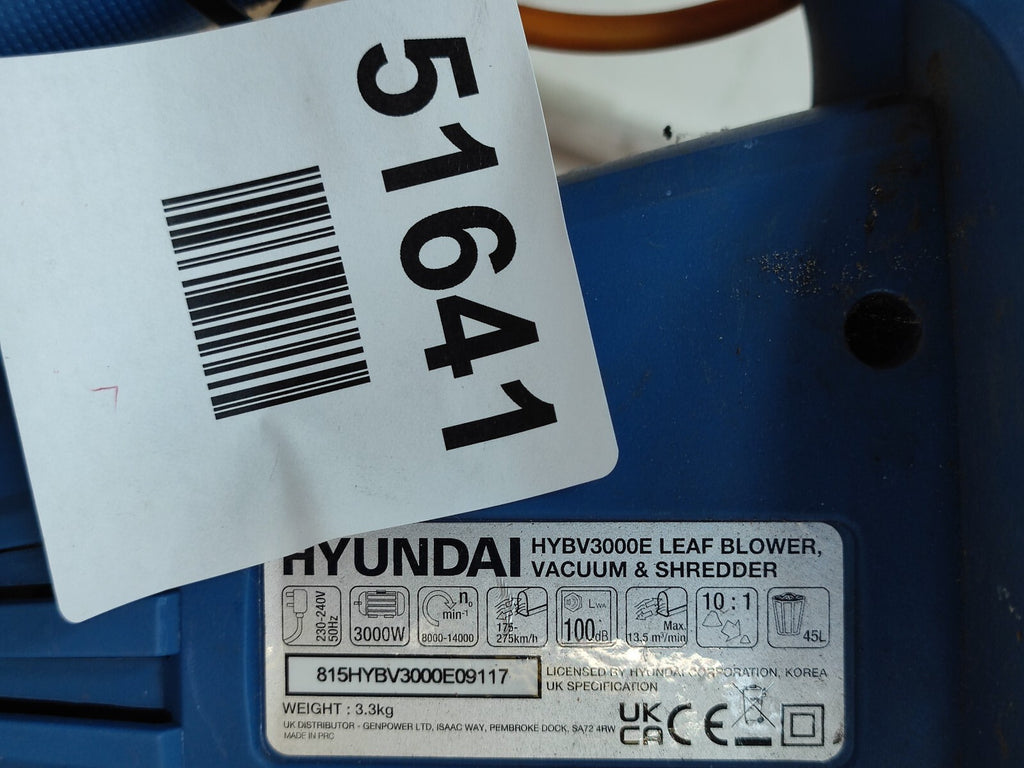 Hyundai Electric Leaf Blower Blower Vacuum & Mulcher HYBV3000E - No Dust Bag