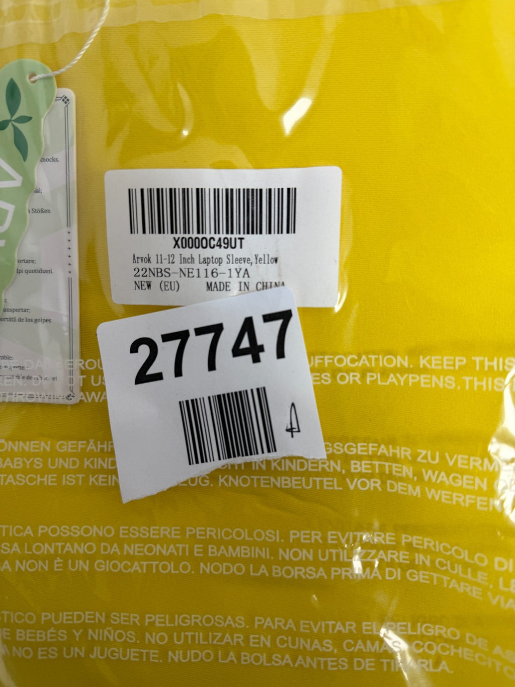 arvok 11-12 inch laptop sleeve yellow — New (other) (photo 2)