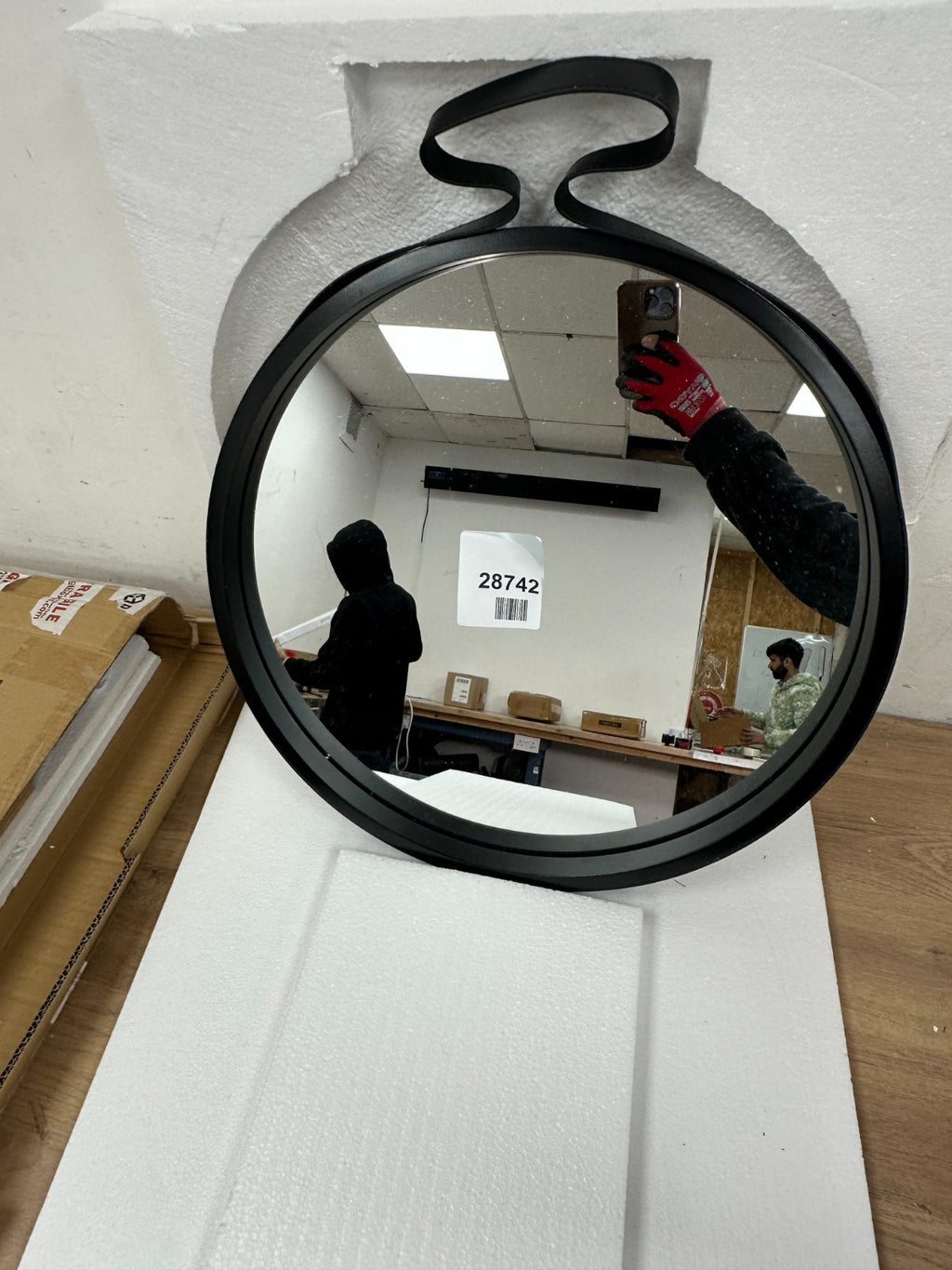 Aspect Leather Strap Wooden Wall Mirror/Round Hanging Mirror