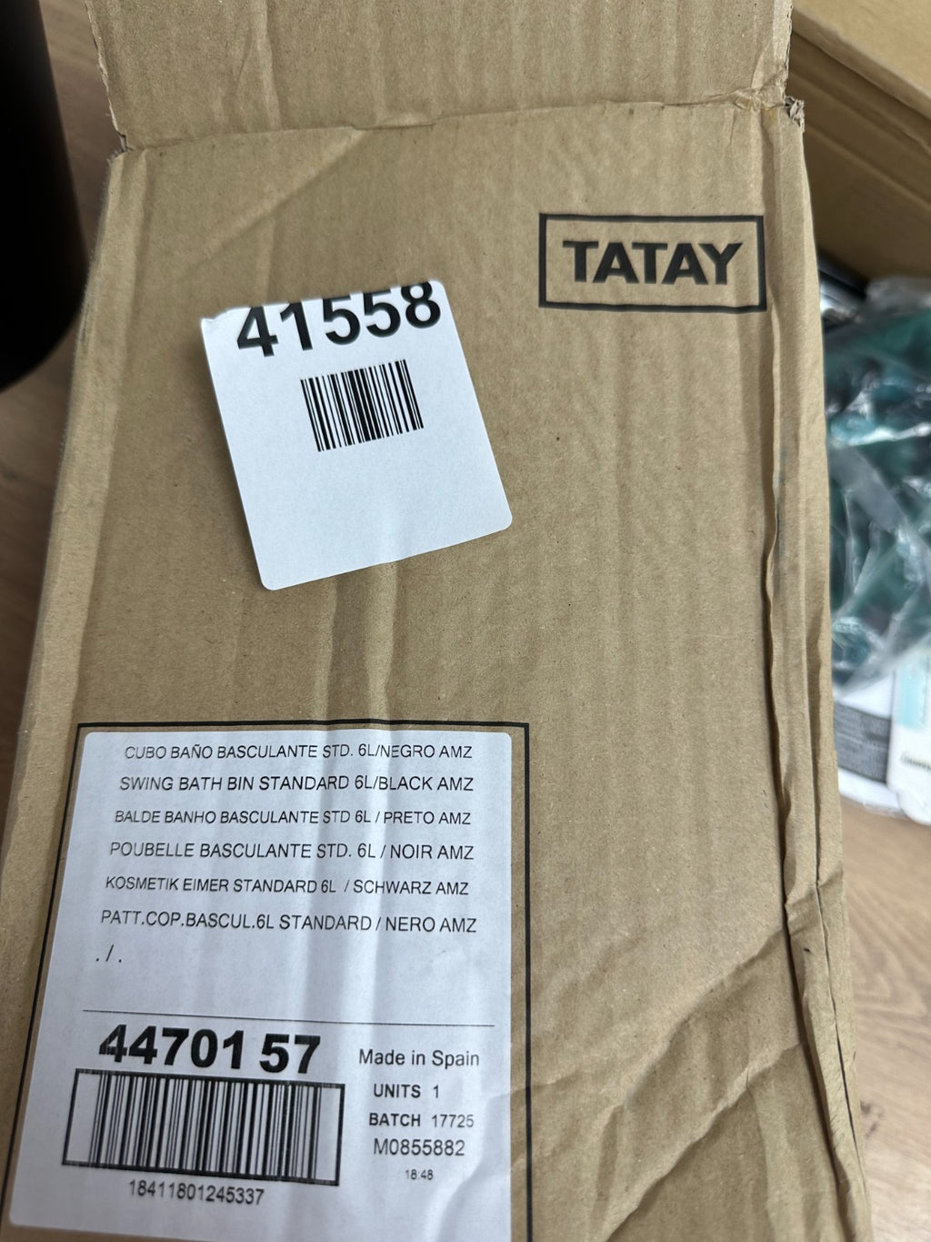 TATAY 6L Bathroom Bin Swing Lid Durable Plastic Compact Black