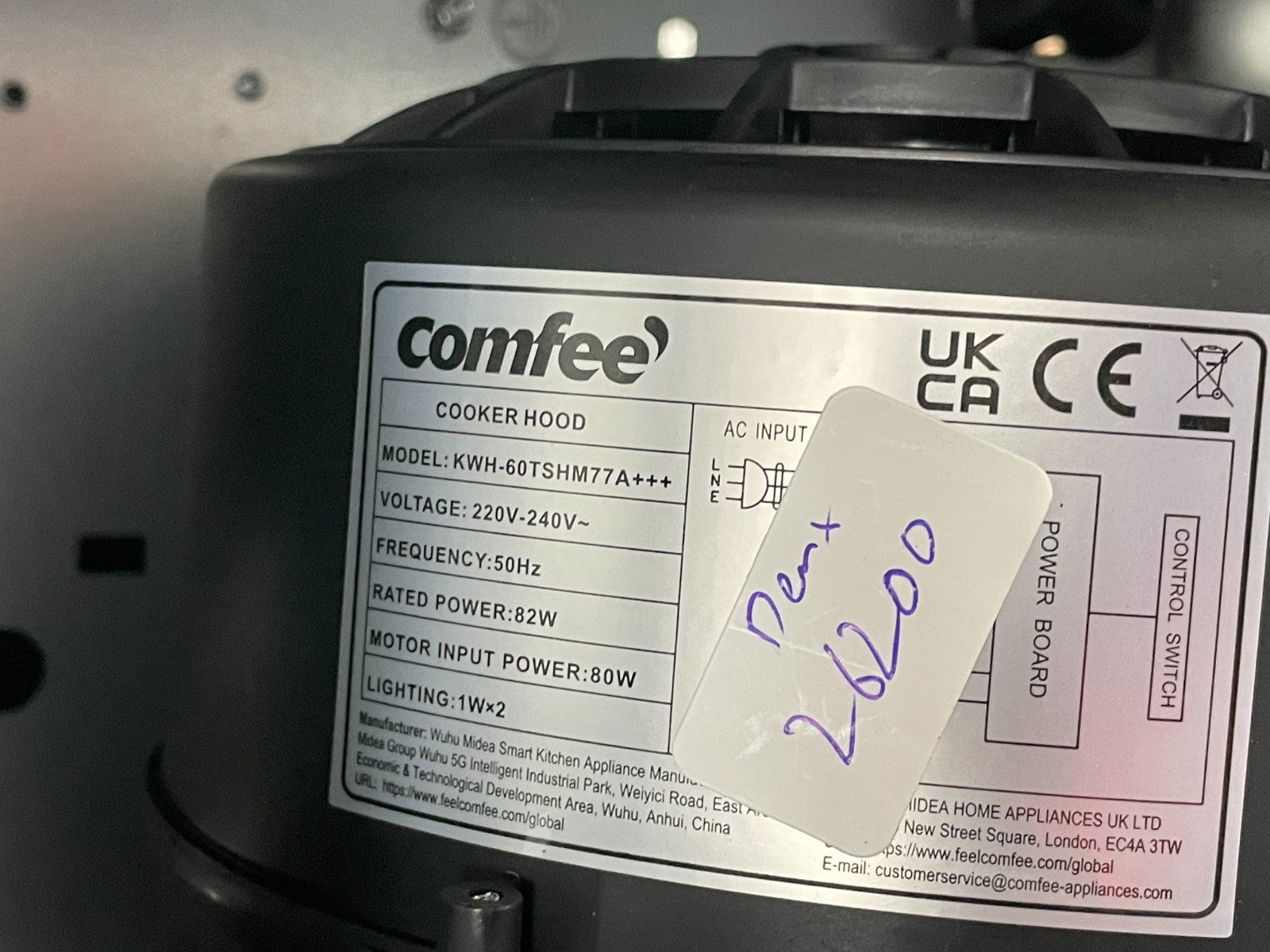 COMFEE' 60 cm Chimney Hood 60M77 Class A+++ Stainless Steel Extractor Hood with