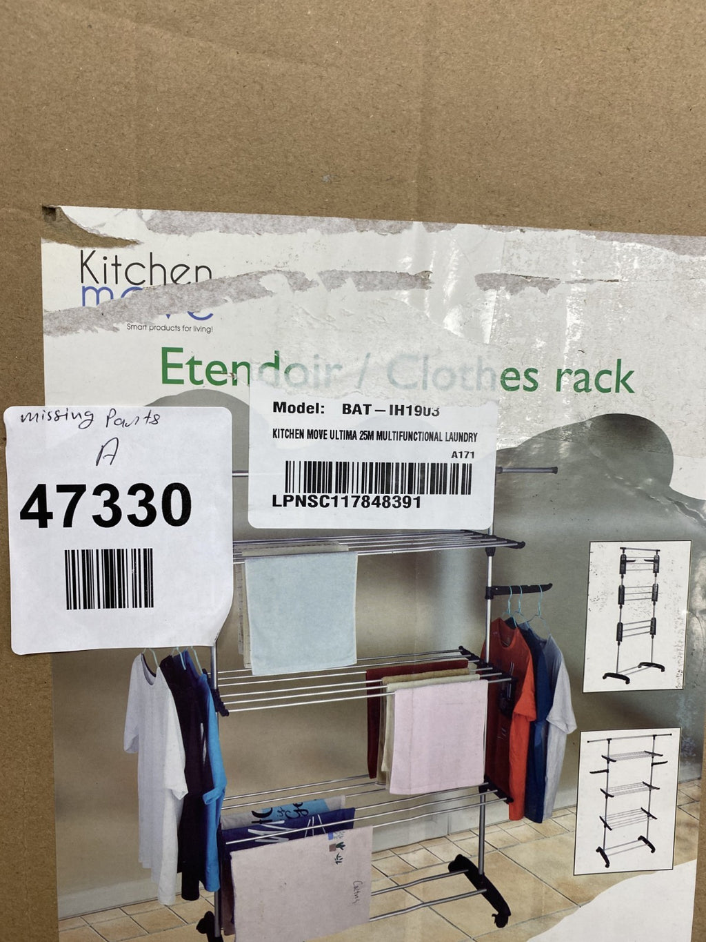 Kitchen Move BAT-IH1903 ULTIMA 25 m Modular Clothes Airer- Missing parts