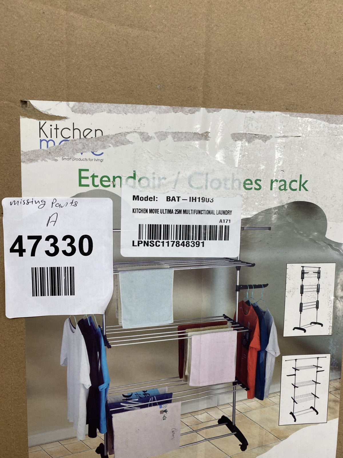 Kitchen Move BAT-IH1903 ULTIMA 25 m Modular Clothes Airer- Missing parts