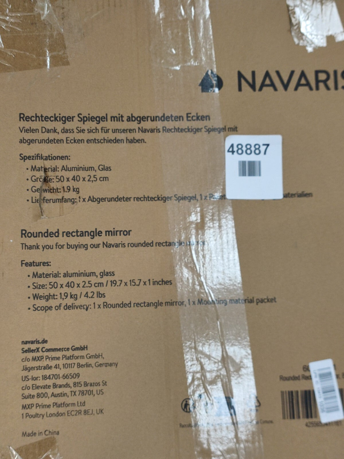 Navaris Rectangular Wall Mirror