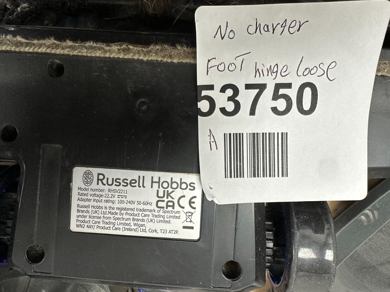 Russell Hobbs RHSV2211 Cordless Upright Stick Vacuum Cleaner - ‎Grey/Blue