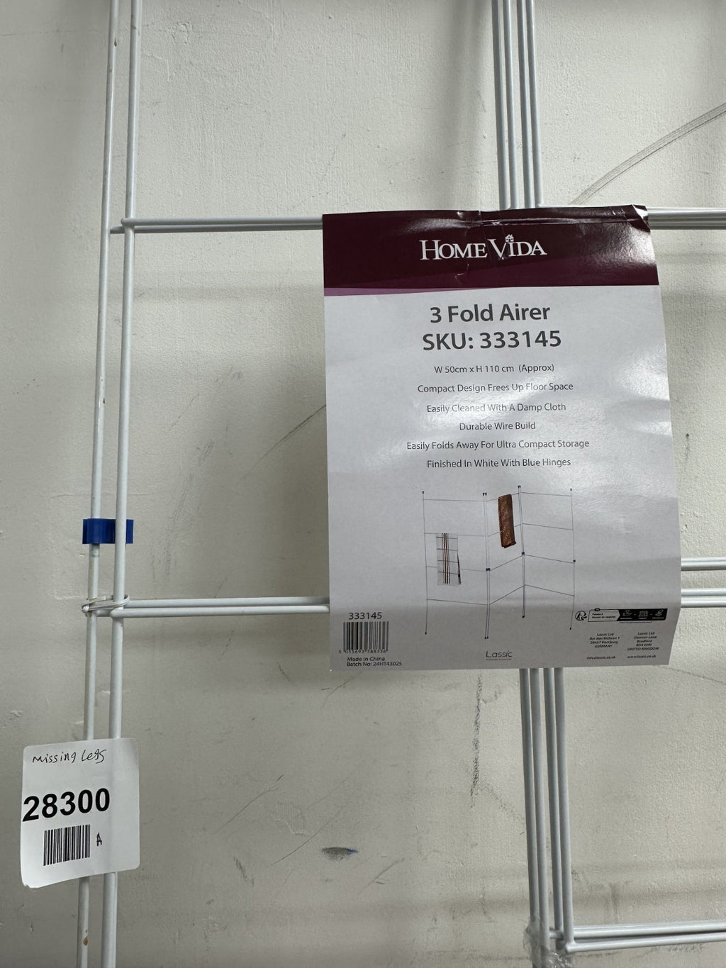 Home Vida Clothes Drying Rack - Foldable 3 Fold Airer