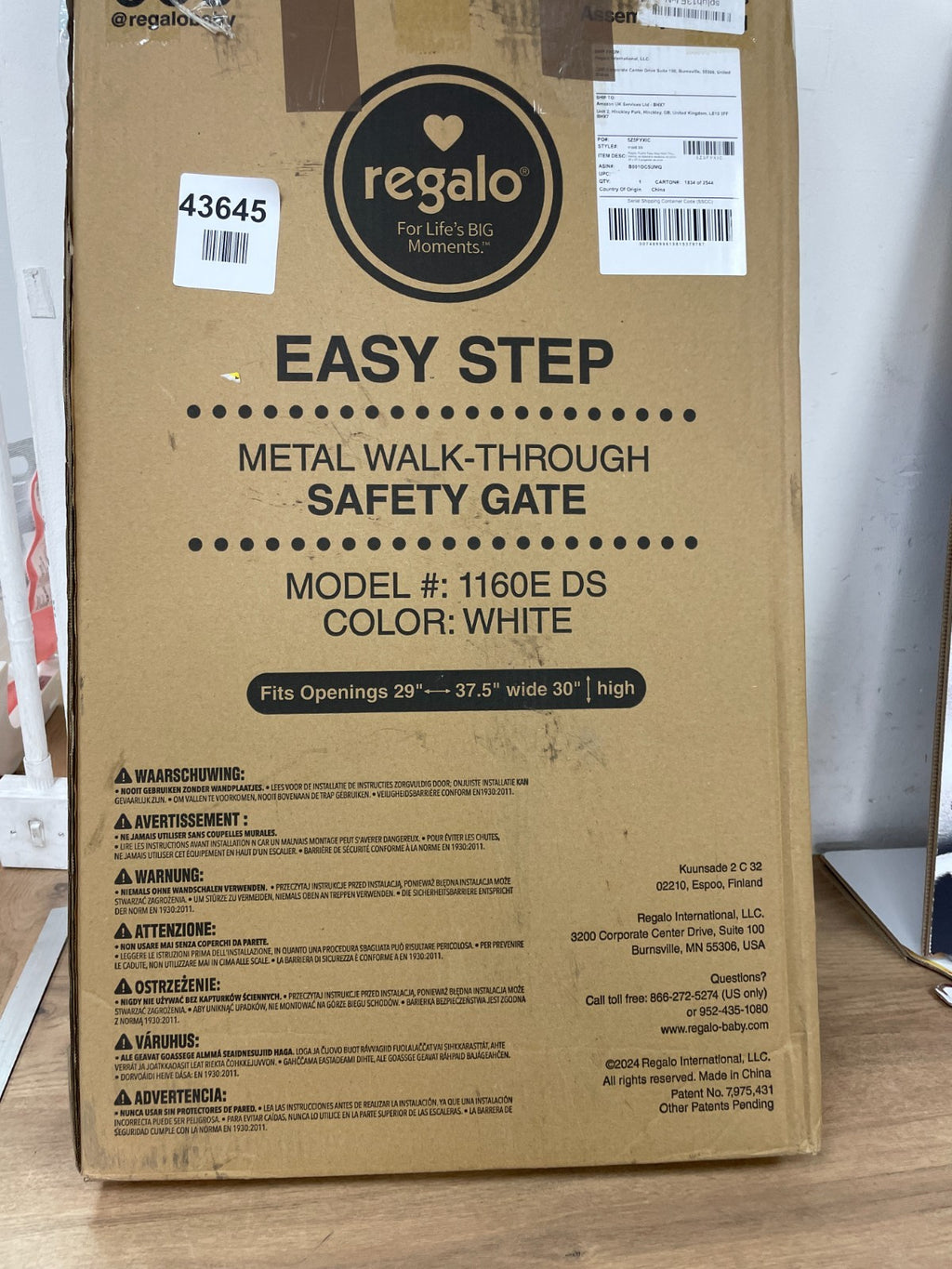 REGALO EASY STEP SAFETY GATE METAL WALK-THROUGH MODEL 1160E DS WHITE — New (other) (photo 6)