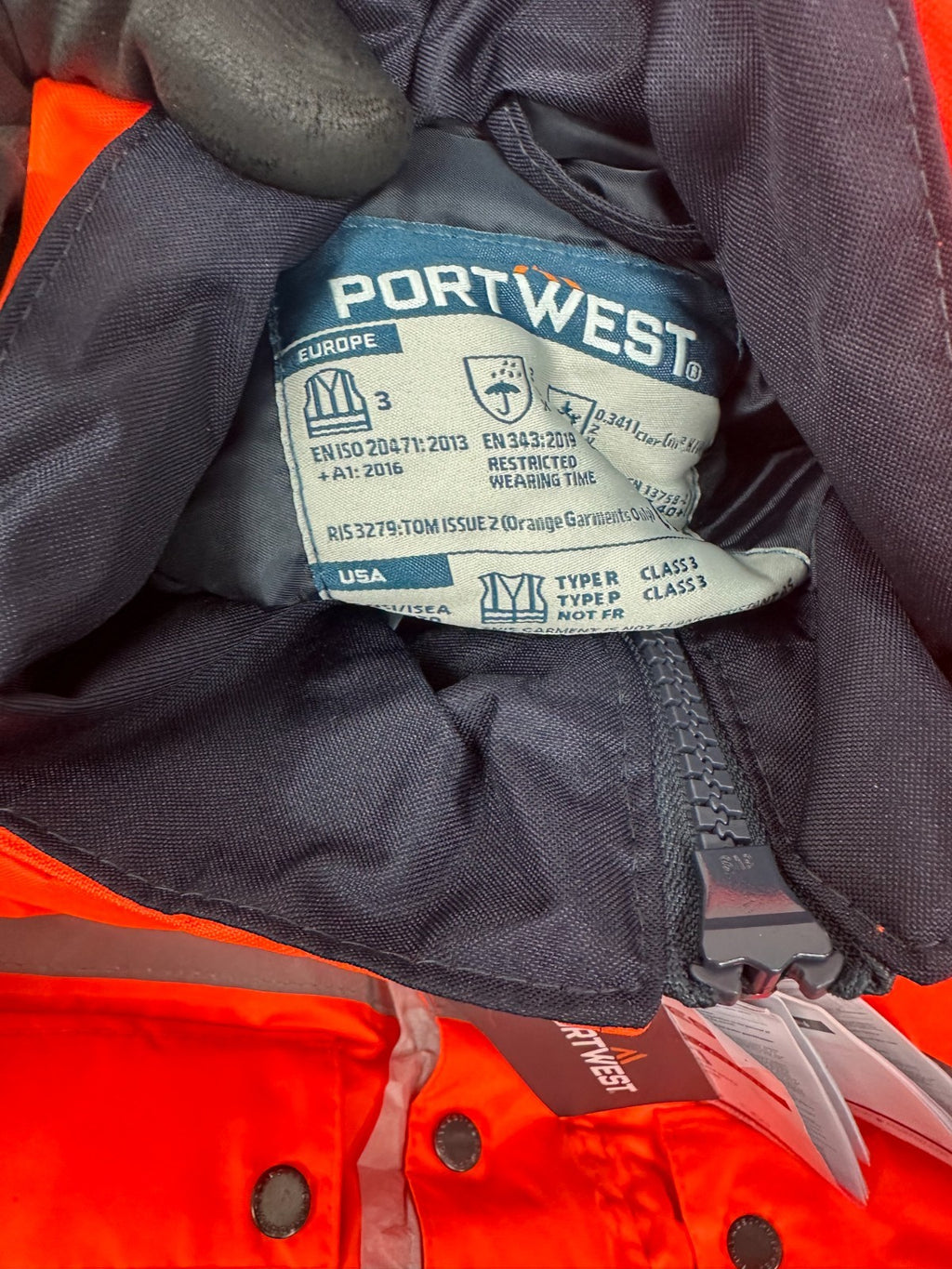 portwest S485 mens hi vis winter work coverall waterproof polyster overall therm