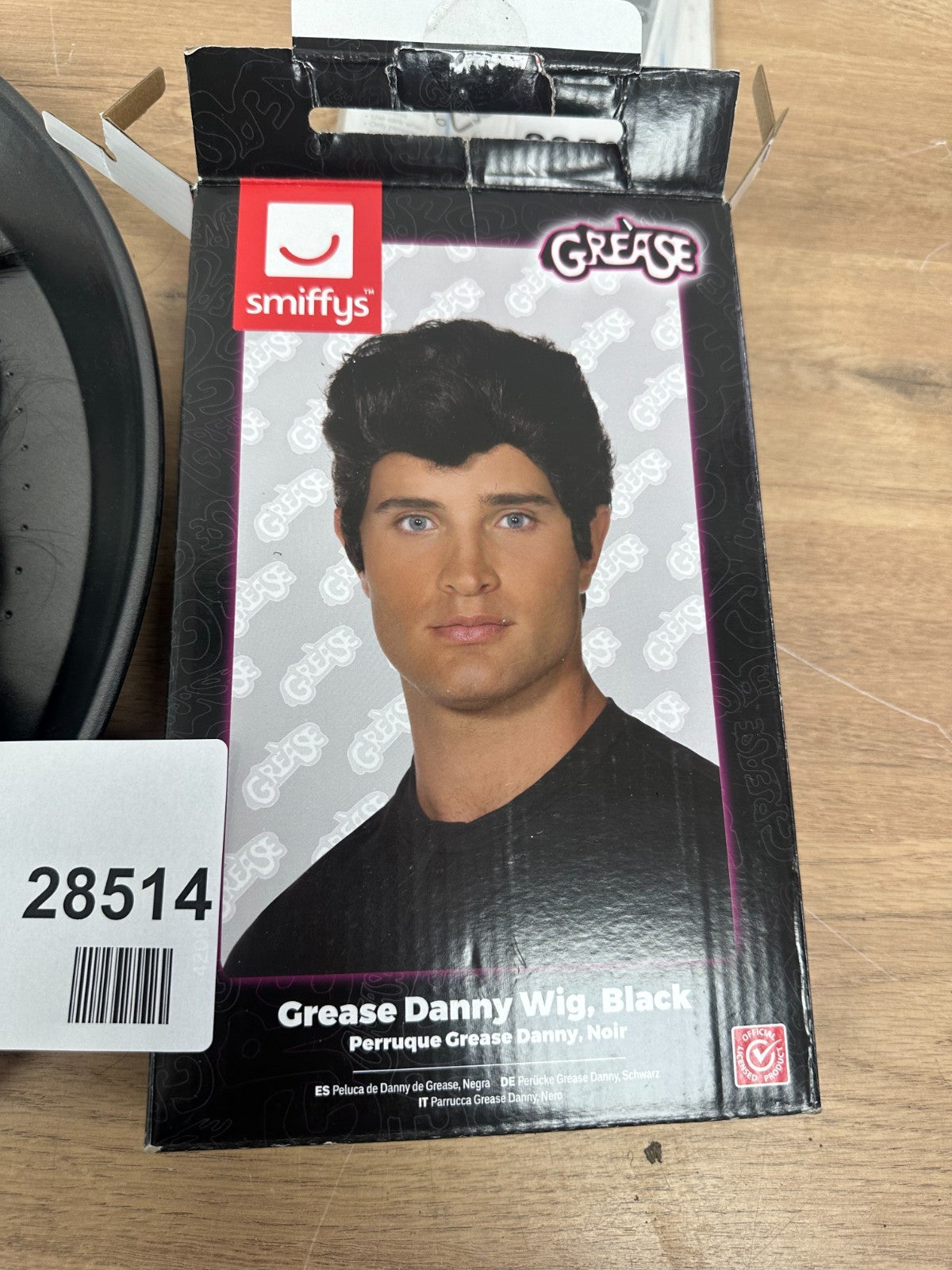 Smiffys Grease Danny Wig in Black for Adults, T-Bird Quiff and Danny Zuko Hairst