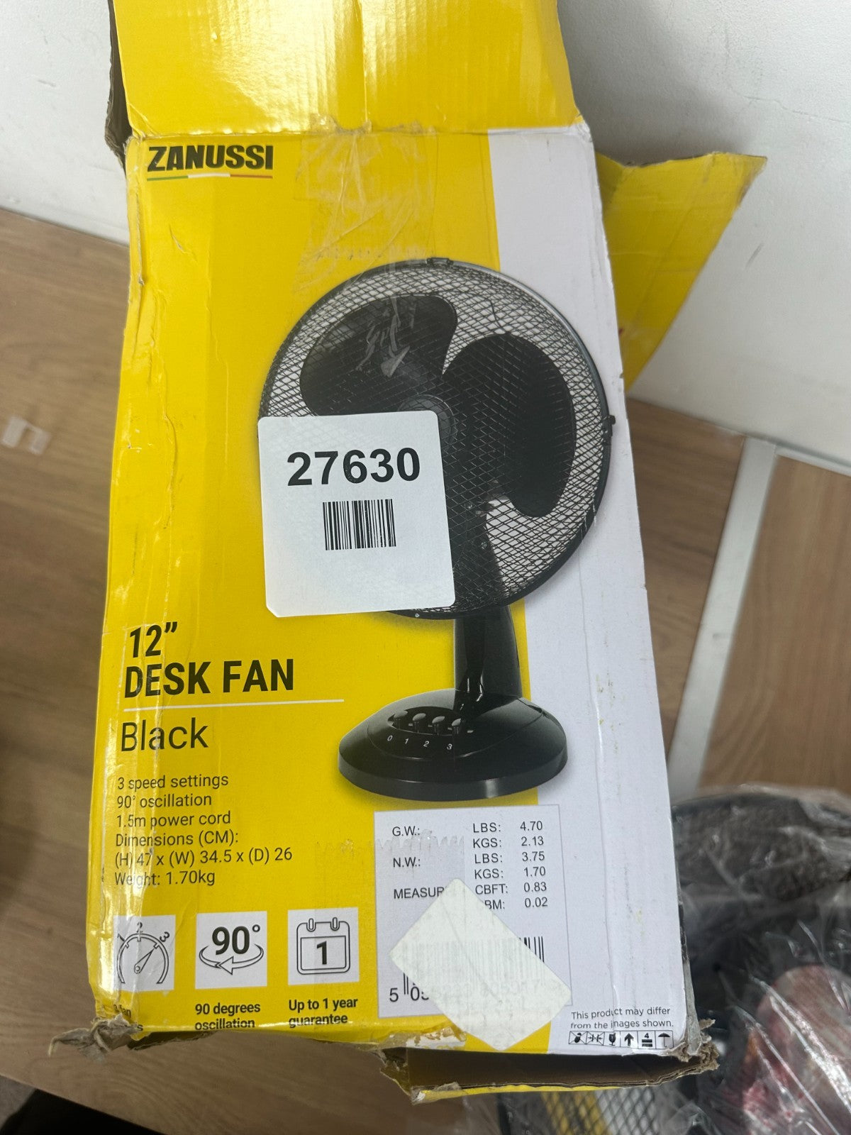 Zanussi 12 Inch, Portable Desk Fan