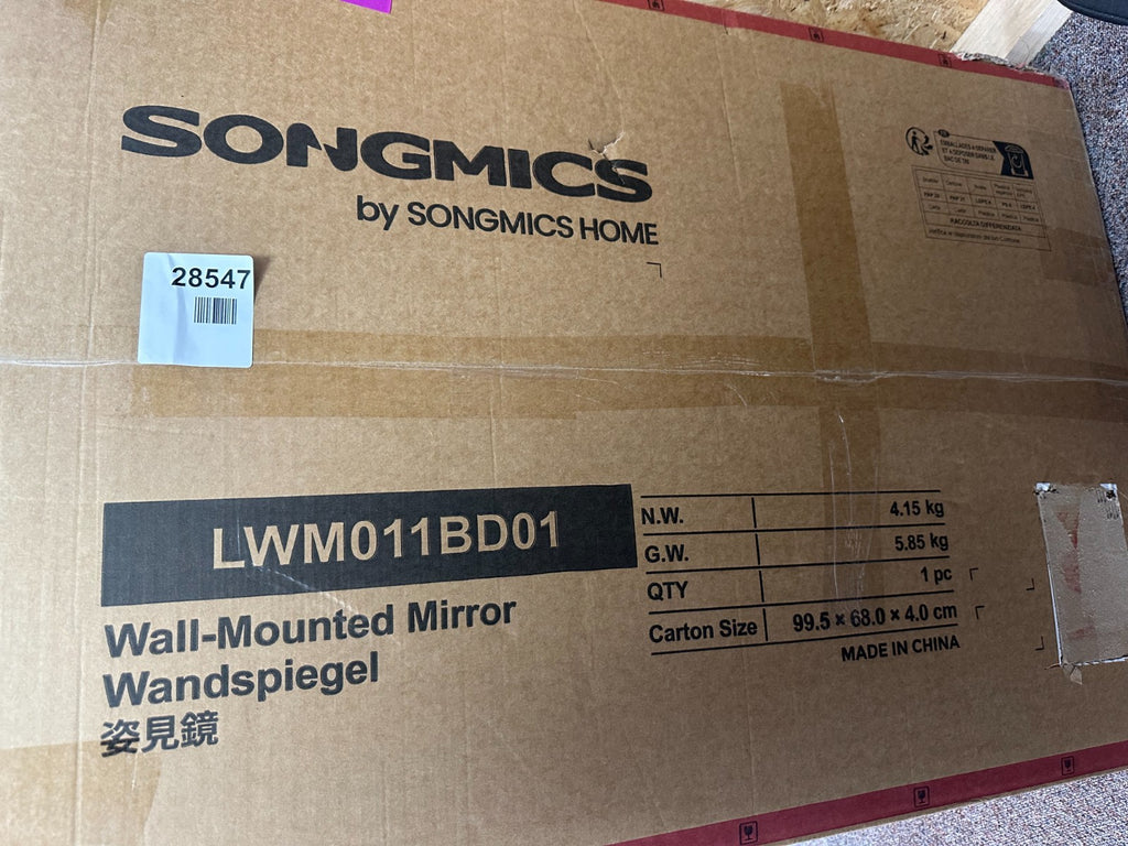 SONGMICS Bathroom Mirror, Wall Mounted Vanity Mirror, Arched, Aluminium Frame, 9