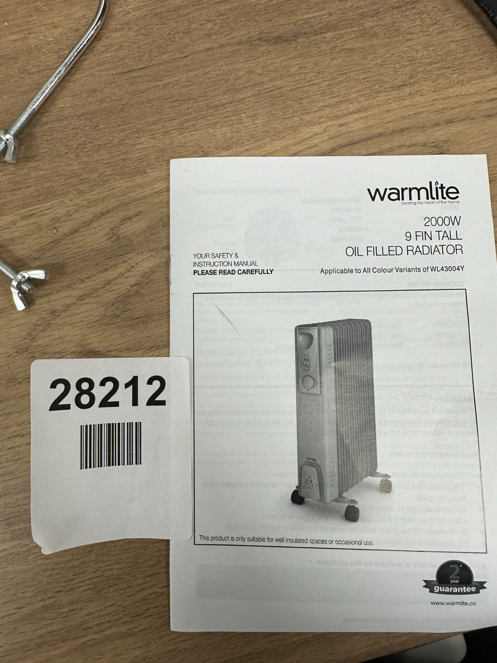 Warmlite Oil Filled Radiator with 3 Power Settings, WL43004YW 2000W 9-Fin White