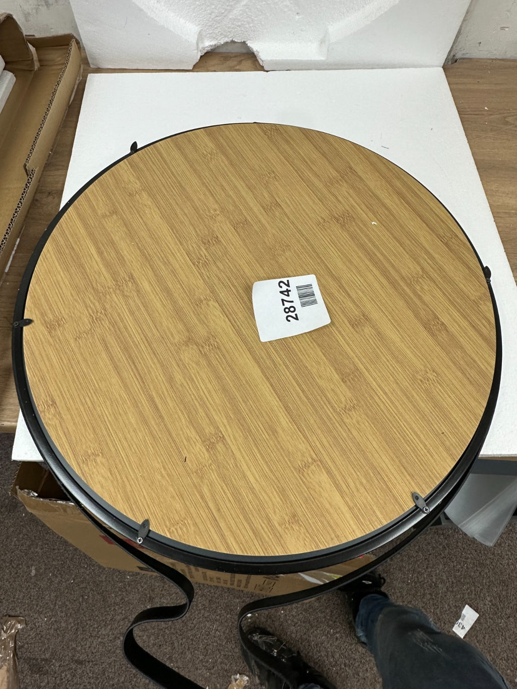 Aspect Leather Strap Wooden Wall Mirror/Round Hanging Mirror