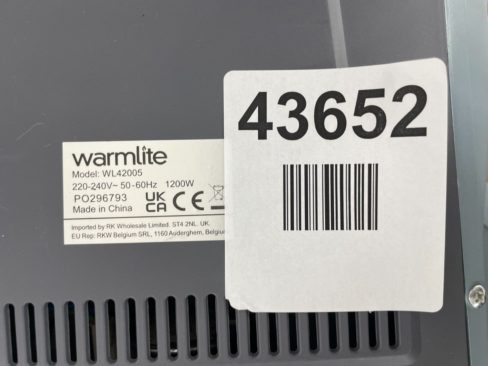 Warmlite WL42005 1200W Halogen Heater - Grey — New (other) (photo 6)