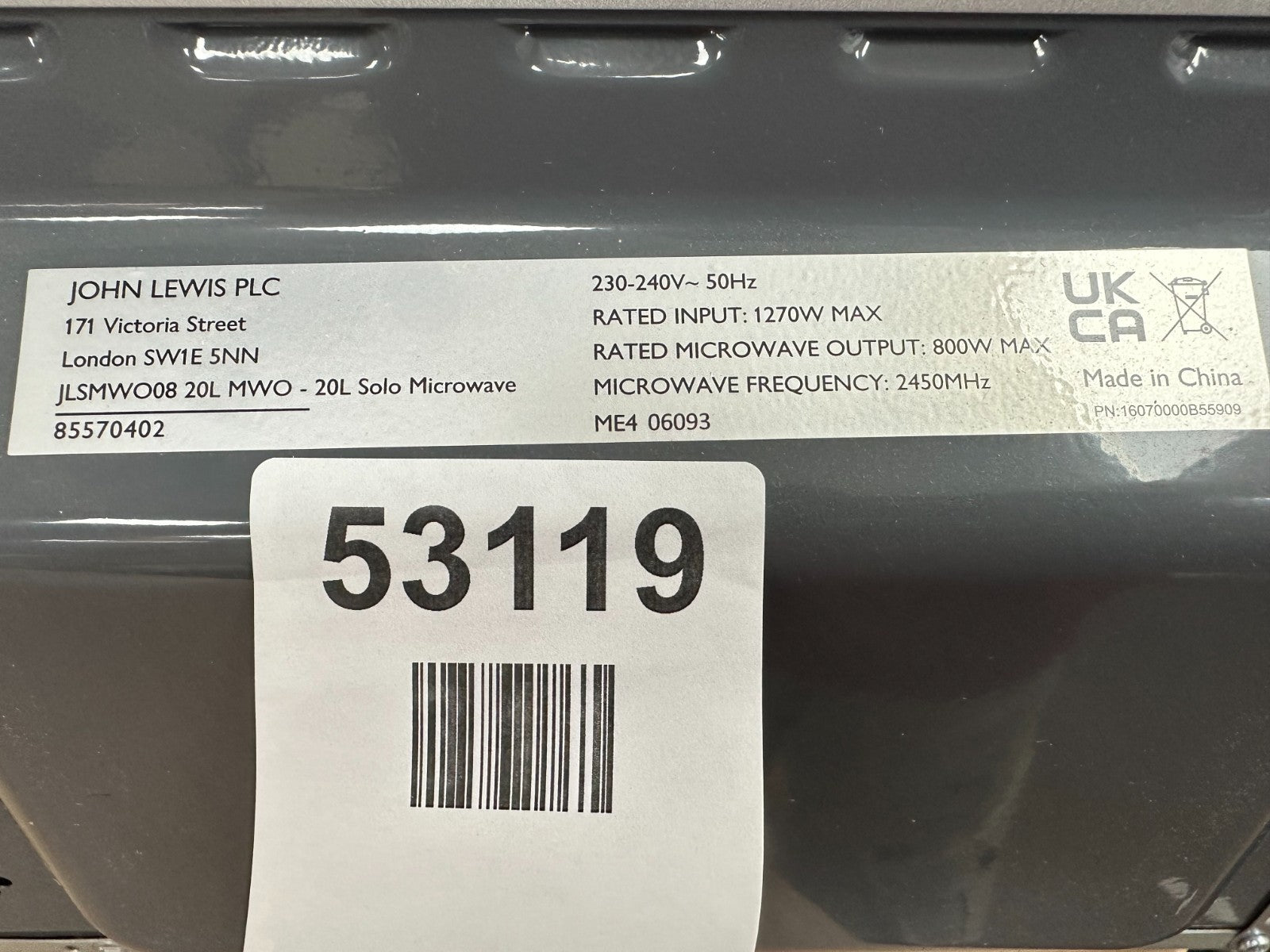 John Lewis JLSMWO08 Microwave - Read Description — Used (photo 5)