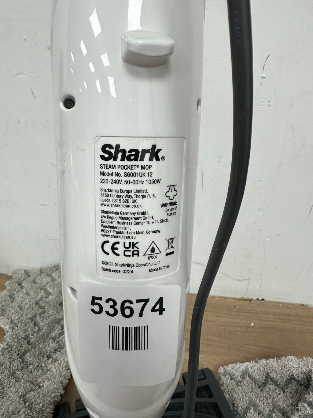 Shark Klik n’ Flip S6001UK Manual Steam Mop - White/Blue