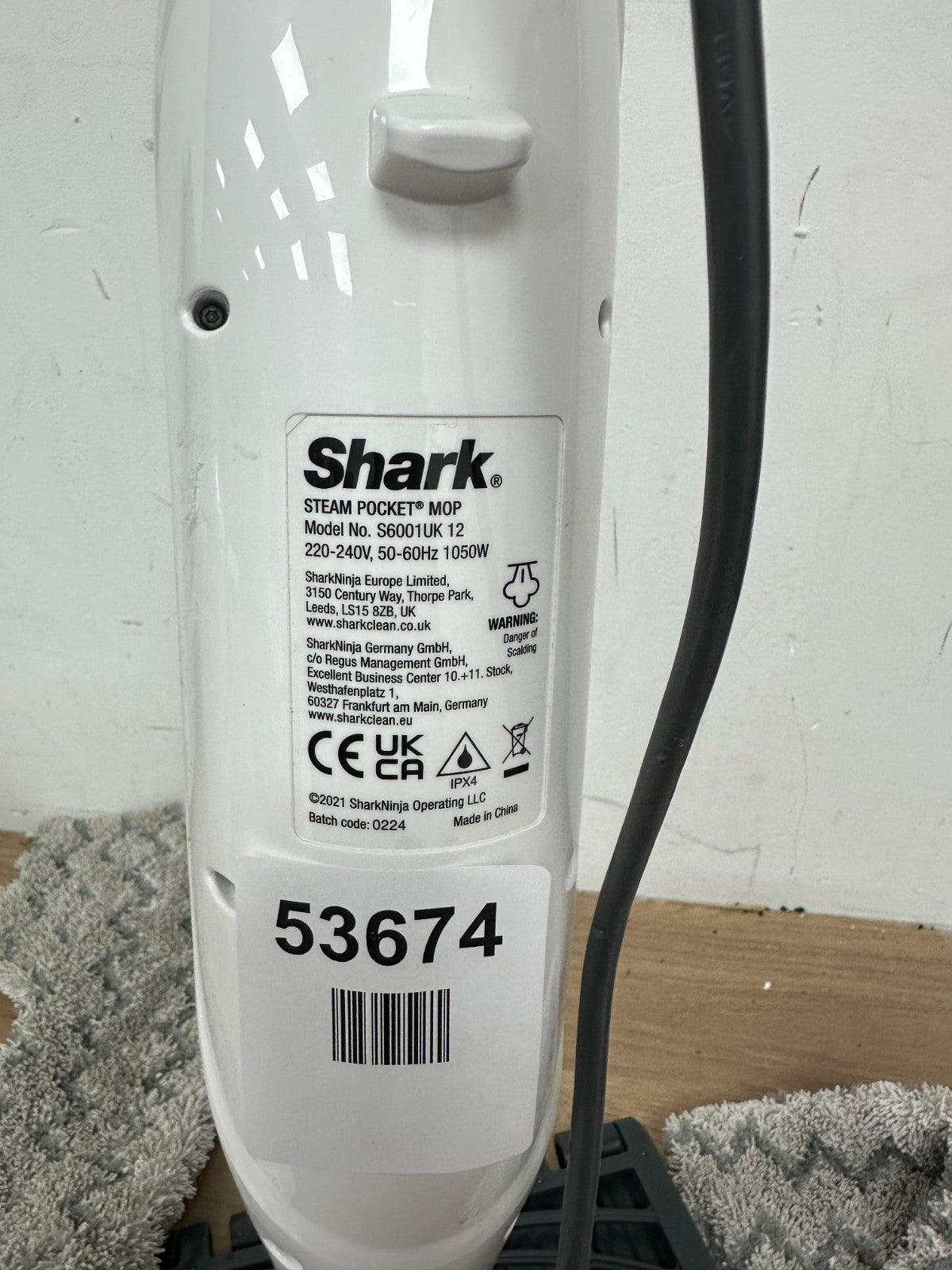 Shark Klik n’ Flip S6001UK Manual Steam Mop - White/Blue
